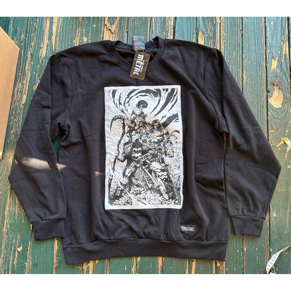 DC Comics Dark Nights Metal Sweatshirt Black Graphic Crewneck Worlds Finest NWT